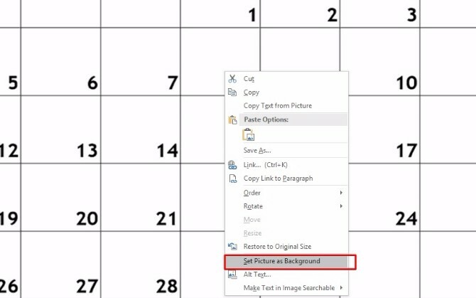 създайте шаблон за календар с бележки