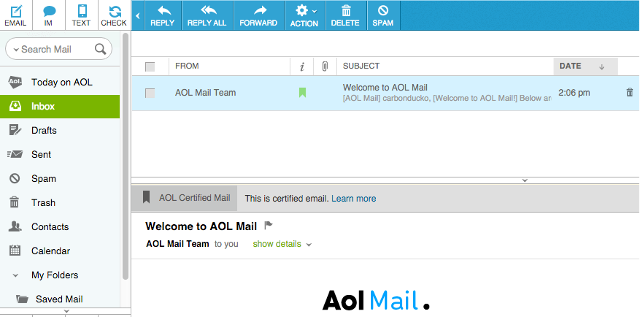 свободни имейл услуги, AOL-мейл