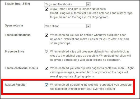 20 Функции за търсене на Evernote, които трябва да използвате резултатите от Evernote в настройките на уеб клипъра за търсене