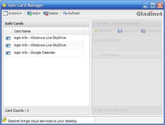 Карта на онлайн услугата като мрежово устройство с мениджър Gladinet (Windows)
