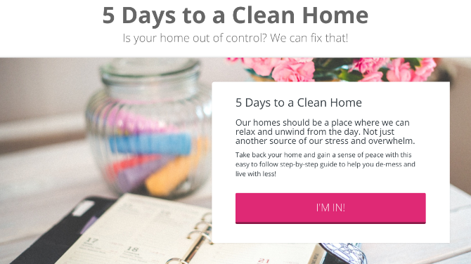 Просто организираният дом е домакин на петдневен безплатен курс по имейл, за да почисти вашия дом 