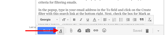 Gmail форматиране бутон