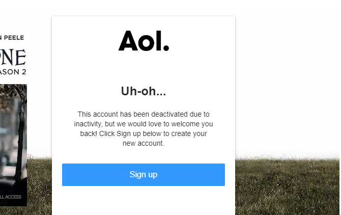 деактивиран поради неактивност aol влизане