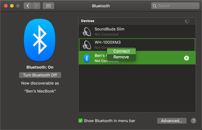 Mac Премахване на Bluetooth устройство