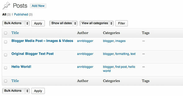 Blogger към WordPress, WordPress към Blogger - превключване на блогове, тествани wp x резултати