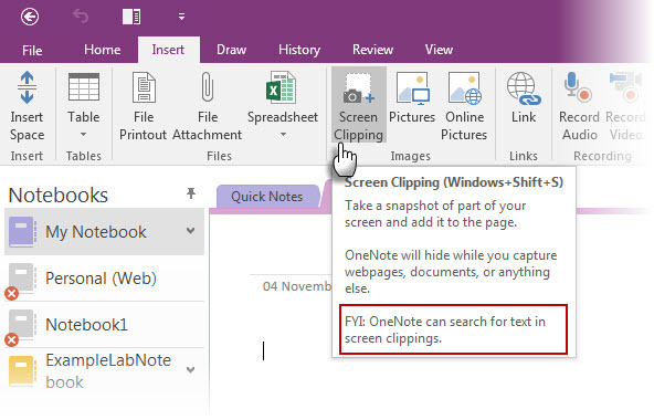 Изрязване на екрана на OneNote