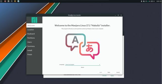 стартиране на дистрибутор на manjaro linux