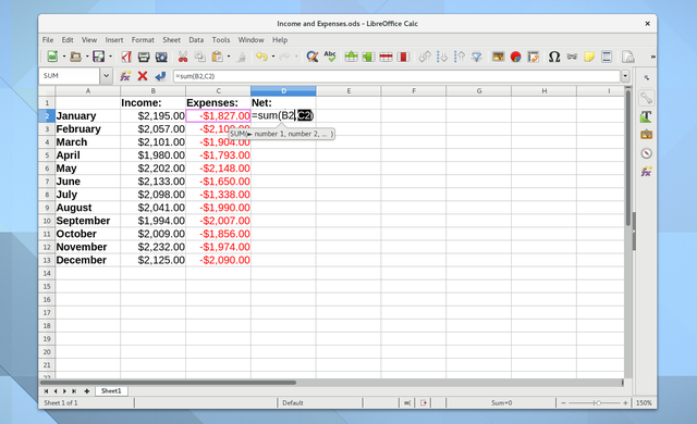 Linux Budge Apps LibreOffice Calc Снимка