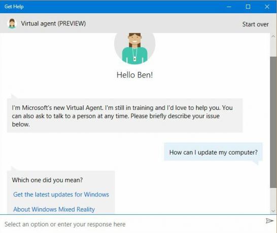 Получете поддръжка чрез приложението Windows 10 Get Help