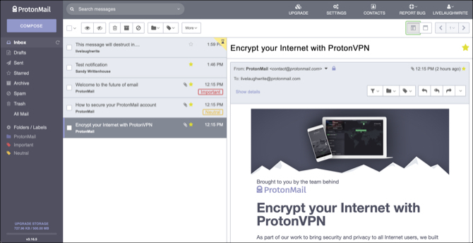 Уеб интерфейс на ProtonMail