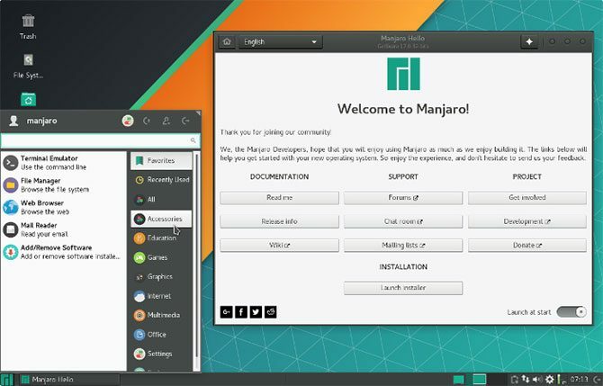 Това е екранно заснемане на Manjaro Linux