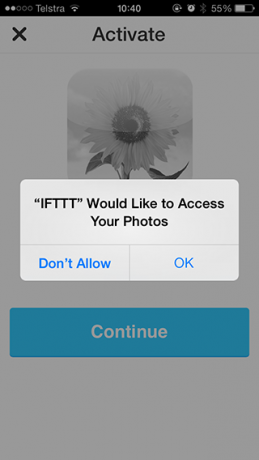 Поставете вашия iPhone да работи с разрешение за IFTTT