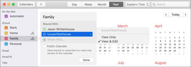 Mac Share Calendar Добавете хора и разрешения