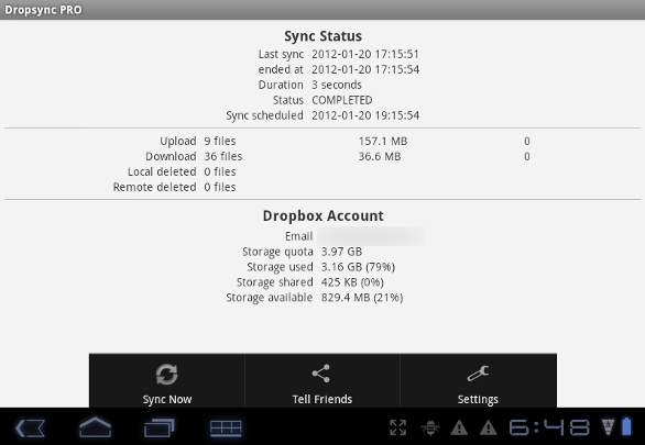 Наистина синхронизирайте устройството си с Android с Dropbox чрез Dropsync [Android 2.0+] dropync хоризонтално