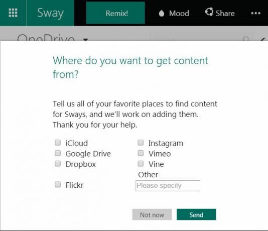 Опции за импортиране на Microsoft Sway