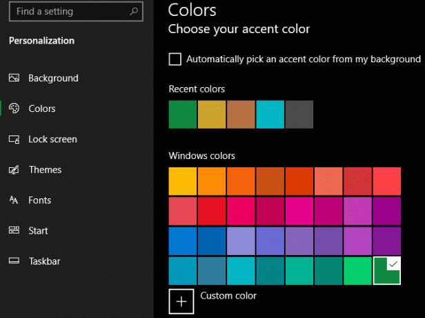 Windows 10 Изберете цвят