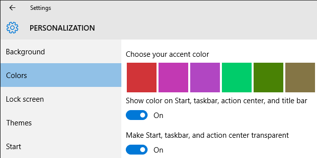 Персонализация на цветовете на Windows 10