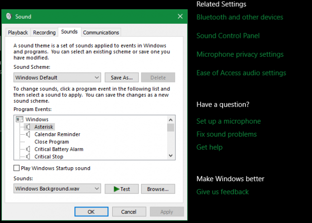 Windows 10 Промяна на звуци