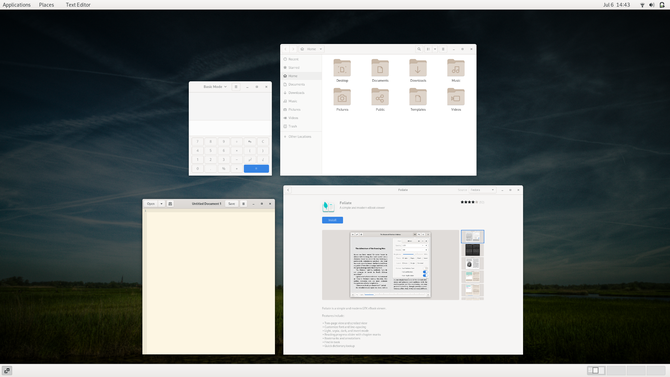GNOME Classic показва отворени прозорци