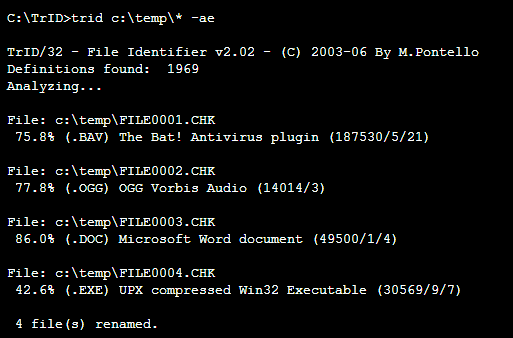 Идентифицирайте неизвестни файлове с TrID [Windows/Linux] trid