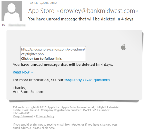 открийте онлайн фалшификати - Apple Phishing Email