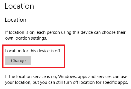 Windows 10 услуги за локация превключват