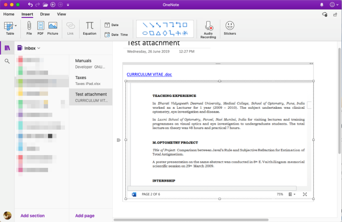 прикачете word файл в OneNote