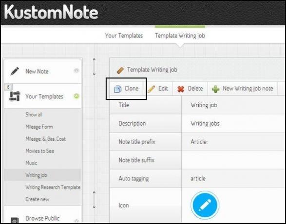 KustomNote: Изживейте Evernote като никога преди с персонализирани шаблони Clone бутон