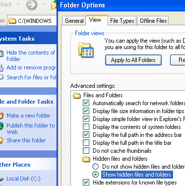 Как да възстановите Windows горещи поправки и кръпки на Windows folderoptions