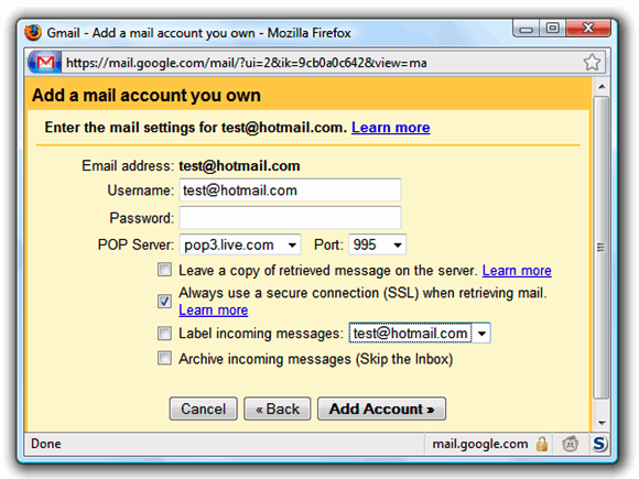 Как да получите достъп до Hotmail имейл съобщения от вашия Gmail акаунт gmailpopsettings