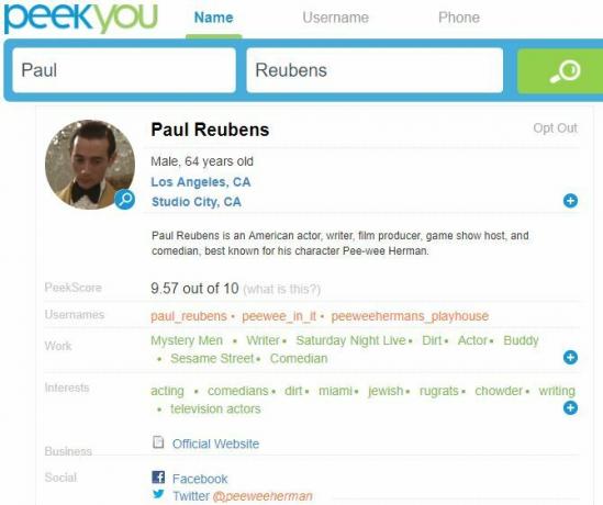 PeekYou е търсачката за хора за намиране на лични данни на някого PeekYou Търсене на хора