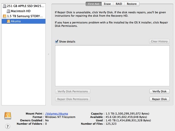 Paragon NTFS за Mac OS X Прегледайте дисковата помощност xn