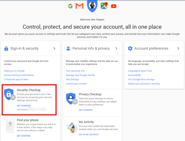 настройките на google account