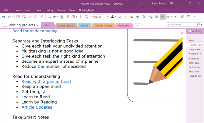 уики синтаксис в OneNote 