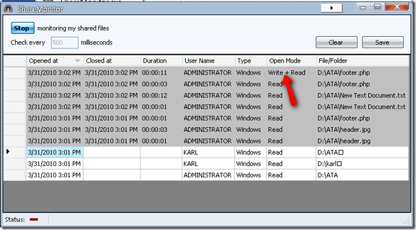 Наблюдавайте кой чете или пише във вашите Windows споделени файлове с ShareMonitor share3