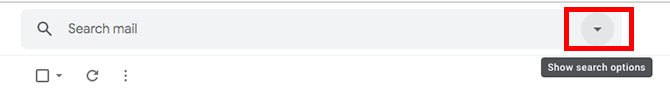 покажете опции за търсене gmail