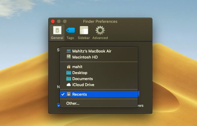 папка по подразбиране на macos finder 