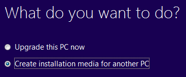 опция за създаване на медии за Windows