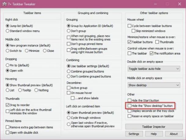 Как да премахнете бутона „Показване на работния плот“ на Windows 10 Скриване на бутон на работния плот на Windows