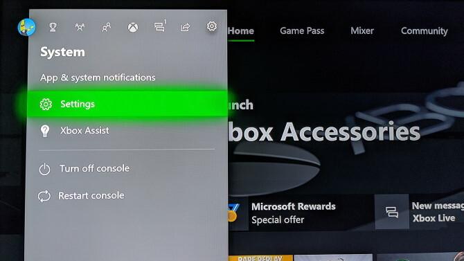 Xbox One Open Settings