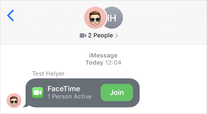 FaceTime активно обаждане в приложението Съобщения