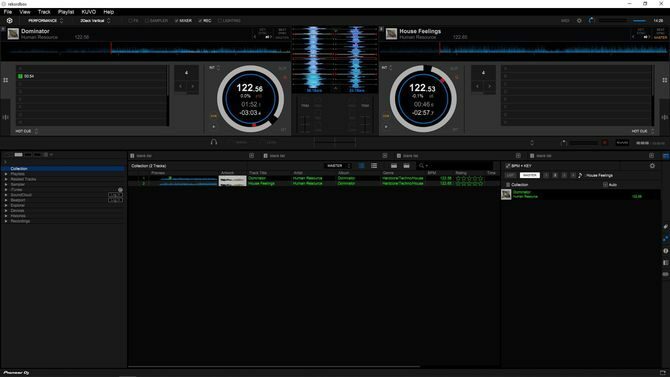екранна снимка на интерфейса на rekordbox