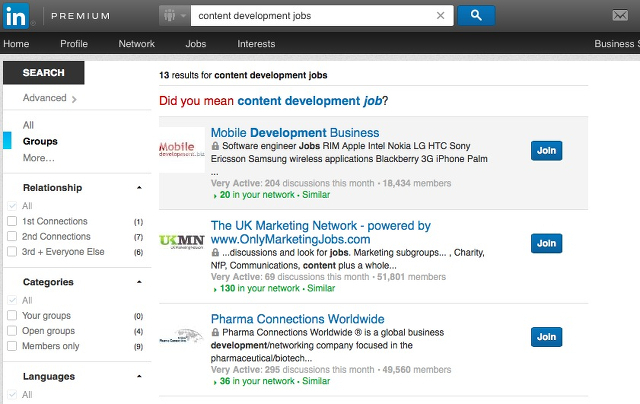 LinkedIn-работа-търсенето групи