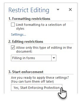 Направете формуляр за попълване в Word 2016 и съберете данни по лесния начин ограничаване на редактирането