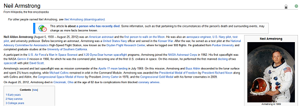 Научете за Нийл Армстронг и Аполон 11 Лунна кацане в интернет Нийл Армстронг уикипедия