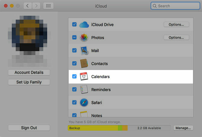 календар на icloud macos