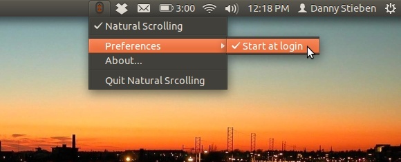 естествено превъртане ubuntu