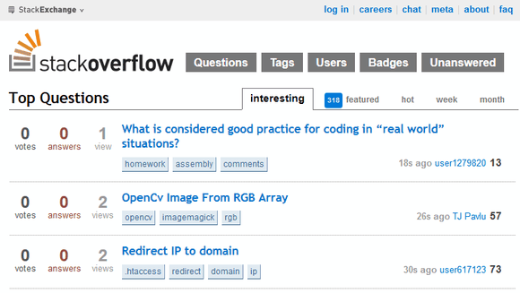 10 уебсайта, походи на всички ивици, трябва да отметка Начална страница на StackOverflow