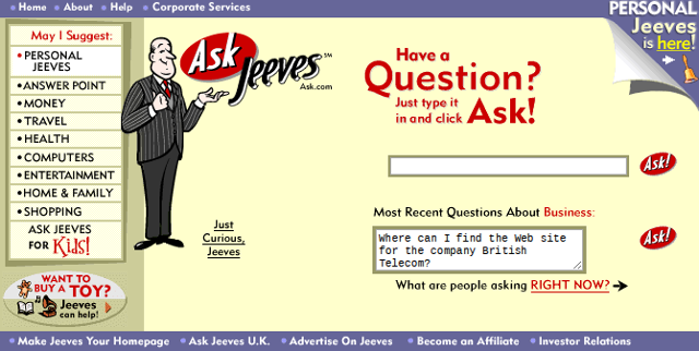 стар търсещите машини AskJeeves