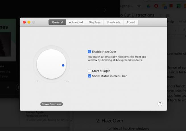 HazeOver, приложение за macOS, което ви помага да се съсредоточите